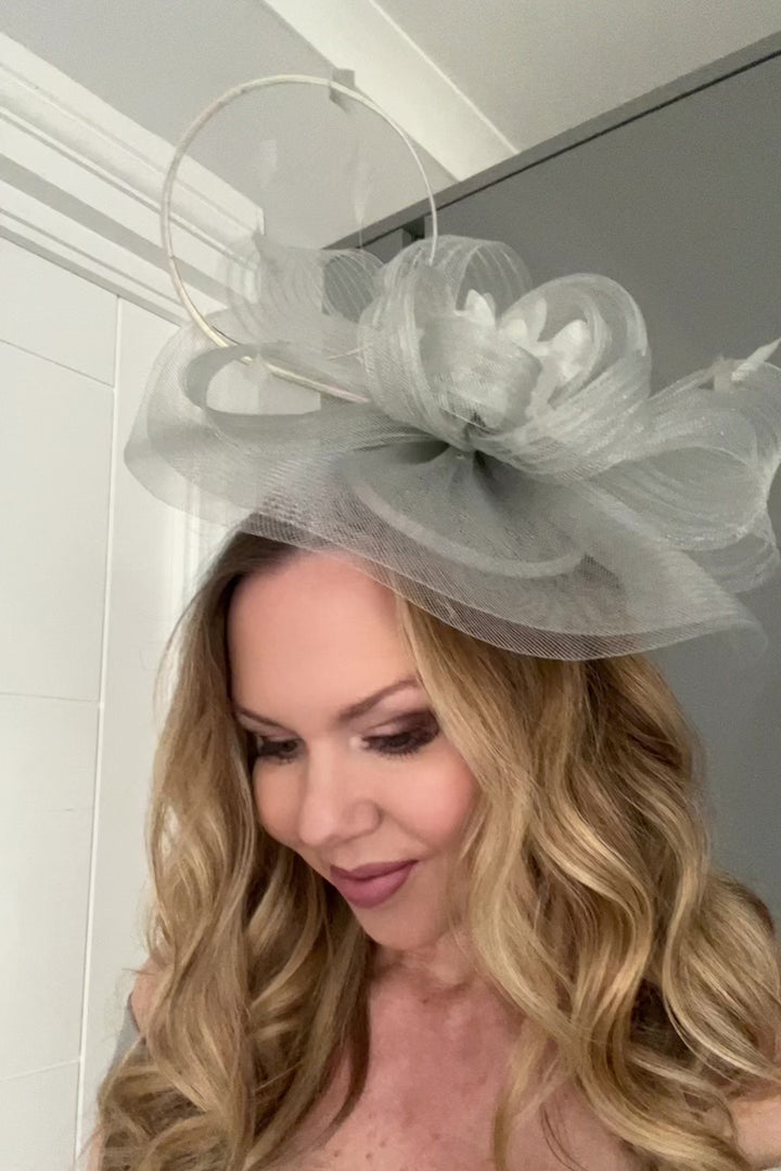 Nova Belle Silver Loop & Feather Fascinator
