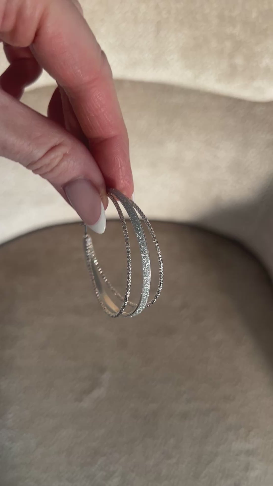 Triple Circle Closed Hoop Earrings in Silver