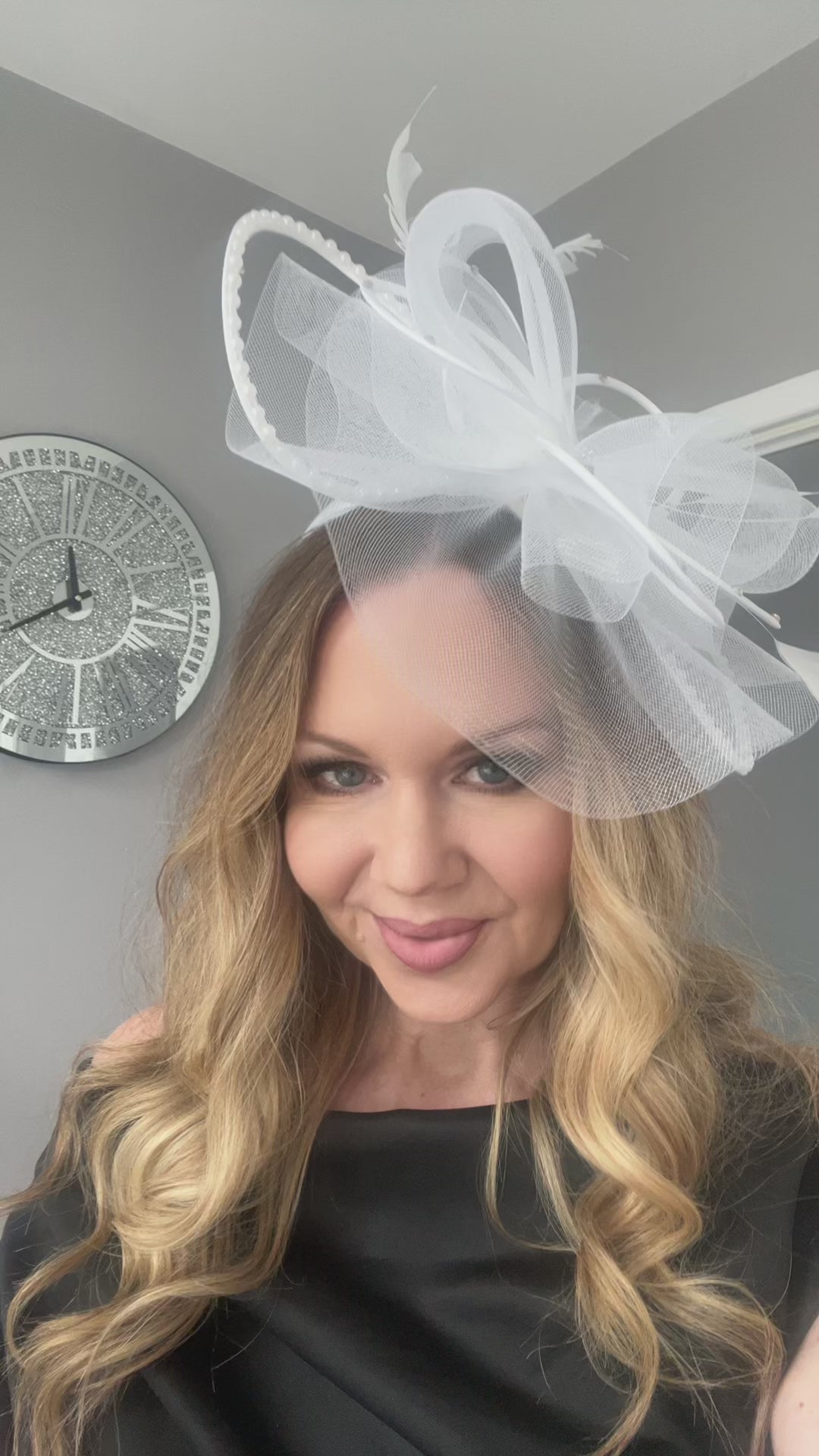 Seraphine Pure White Diamante Veil Fascinator