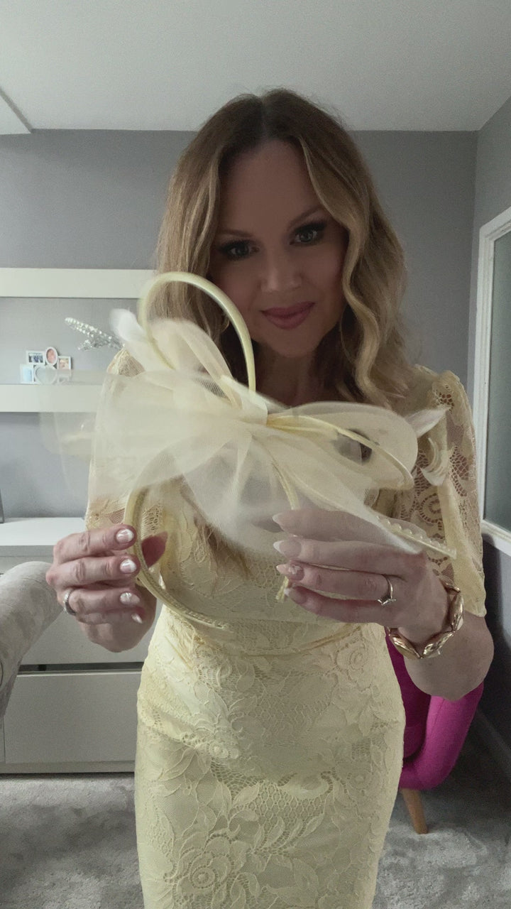 Seraphine Lemon Diamante Veil Fascinator