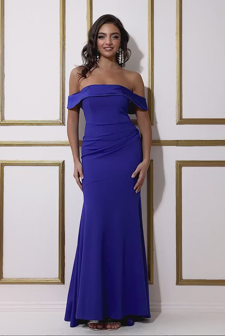Azura Cobalt Blue Off The Shoulder Bodycon Maxi Dress