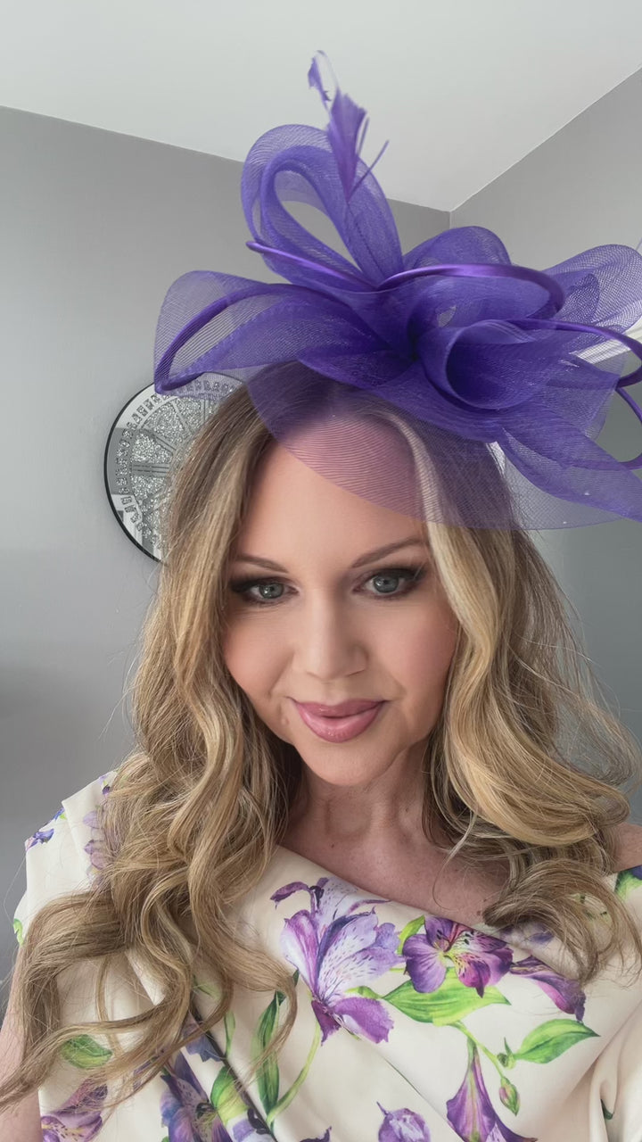 Alexis Purple Veil & Loop Fascinator