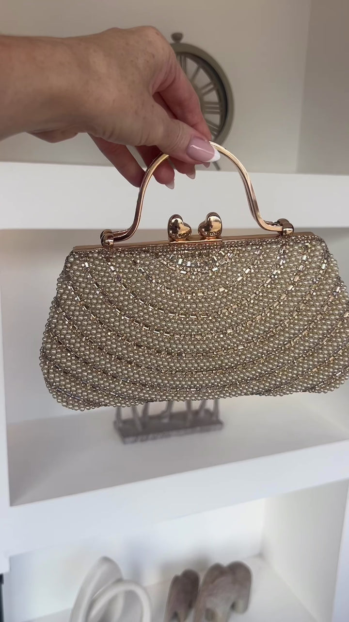 Celeste Gold Pearl Evening Bag