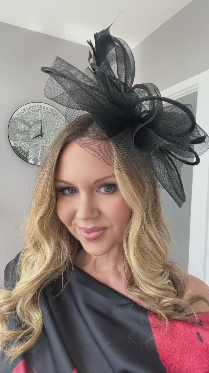 Alexis Black Veil & Loop Fascinator
