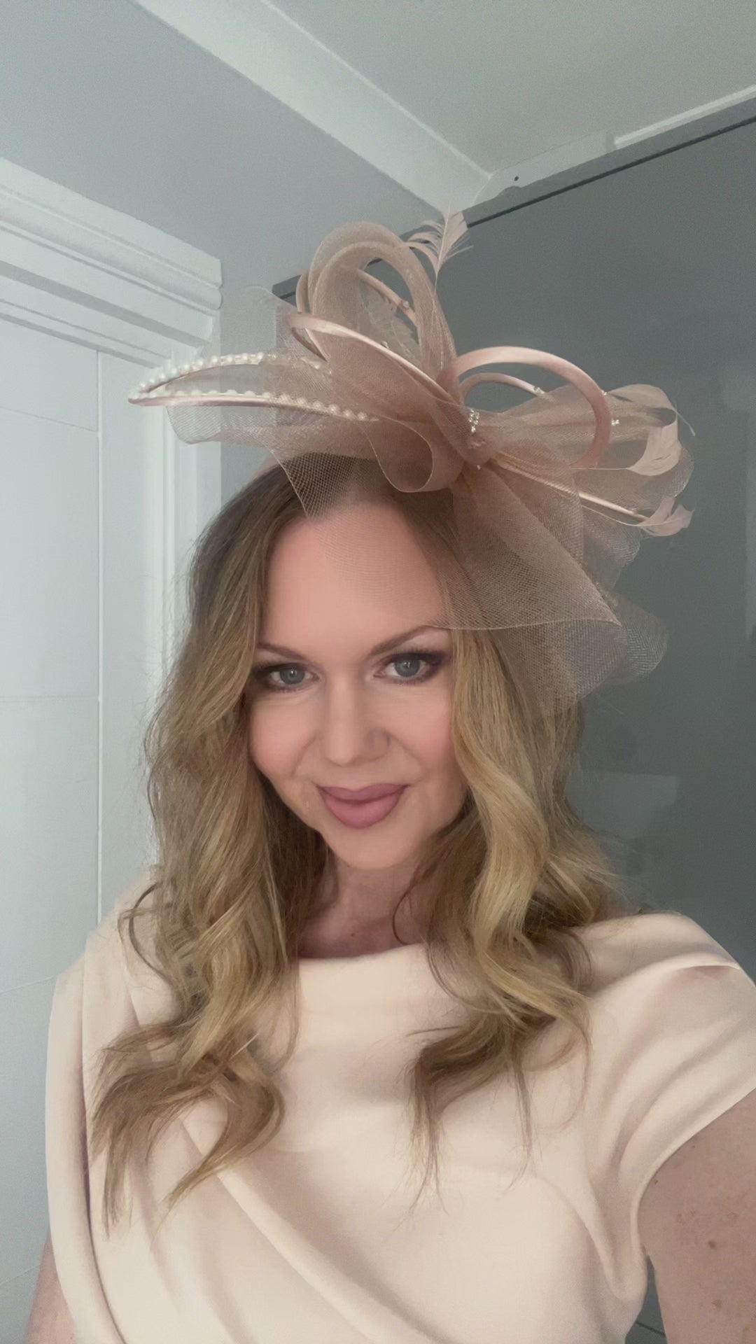 Seraphine Nude Diamante Veil Fascinator