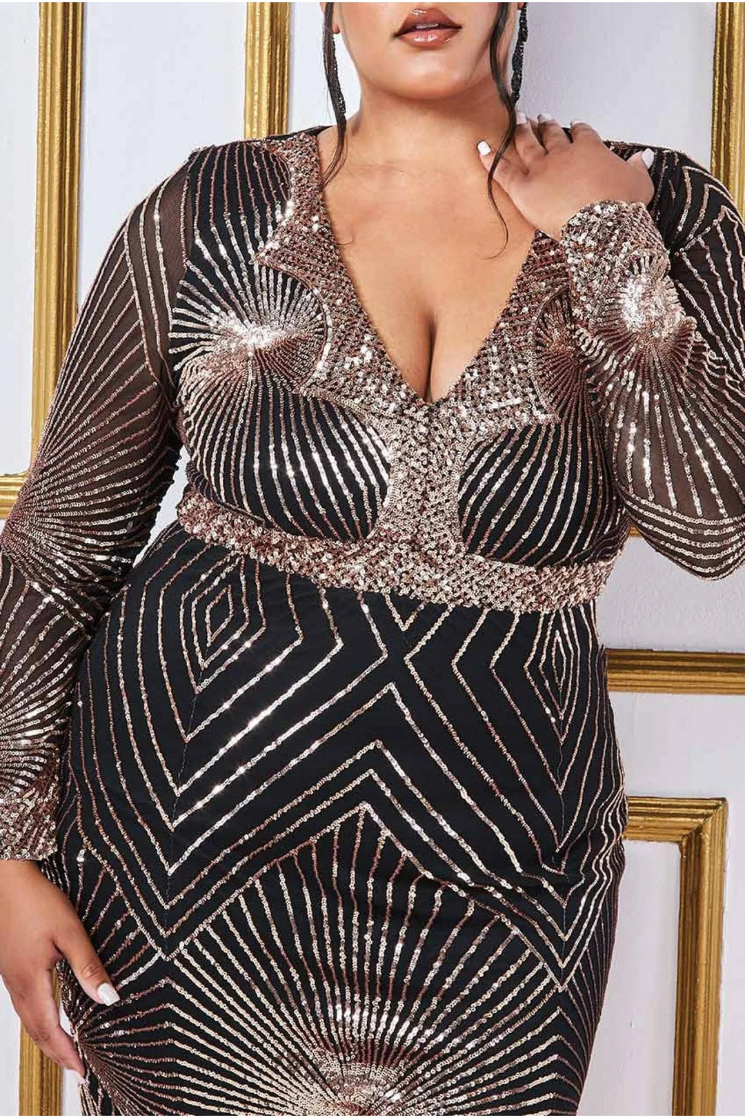 Goddiva rose gold sequin dress clearance