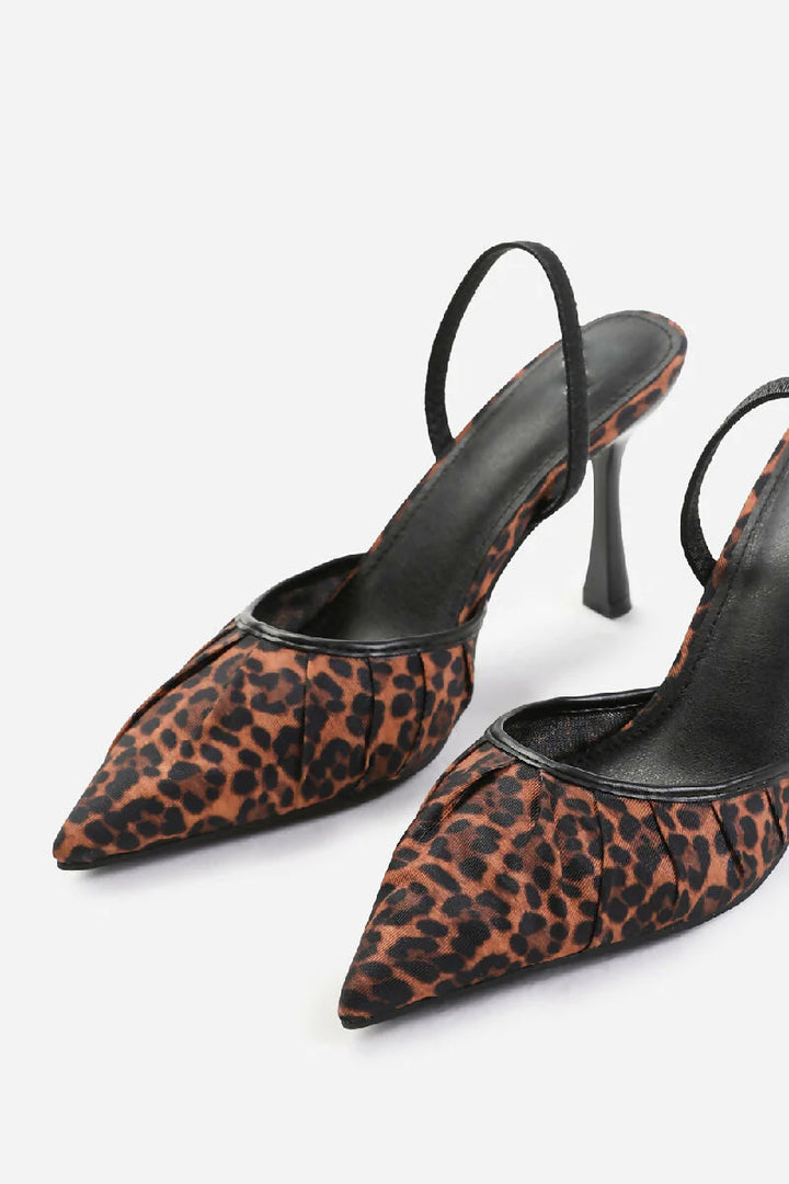 Sorrento Leopard Print Sling Back Heeled Court Shoes