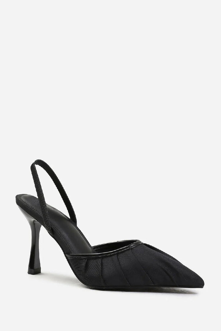 Sorrento Black Sling Back Heeled Court Shoes
