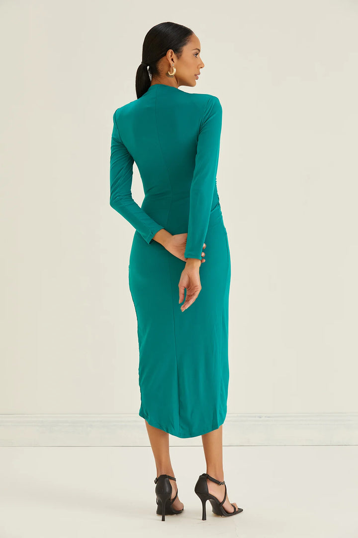 A Touch Of Class Green Long Sleeve Bodycon Wrap Midi/Maxi Dress
