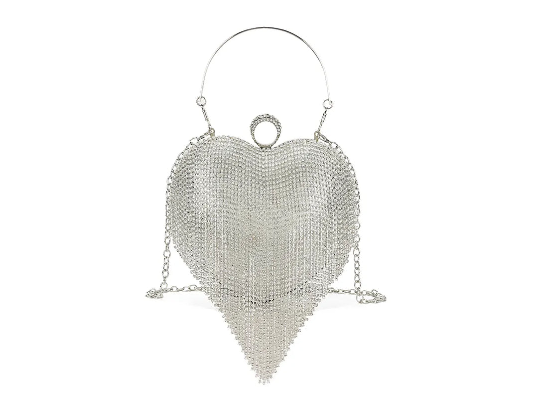 Bell Of The Ball Diamante Sparkly Heart Box Handbag With Handle