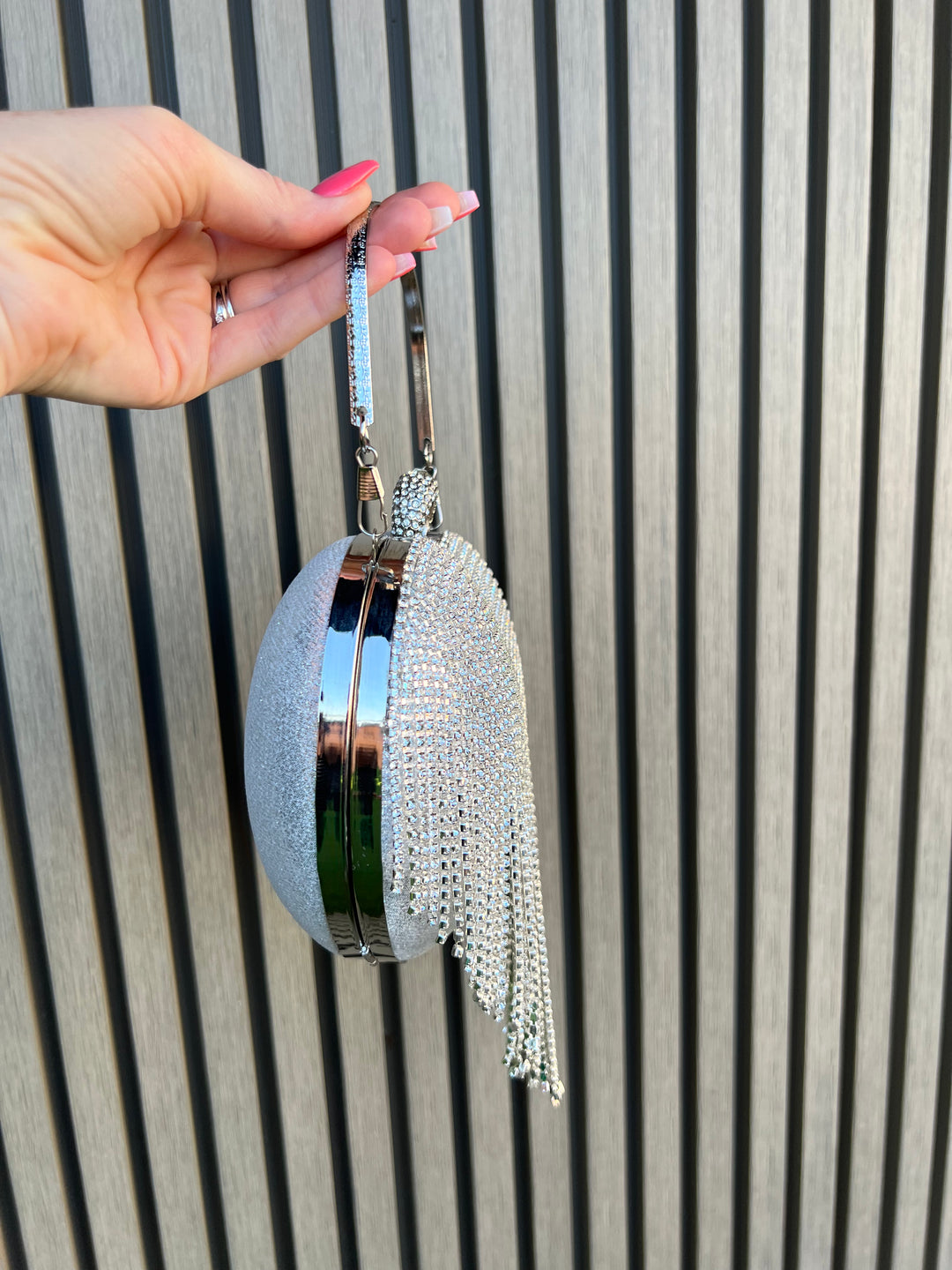 Silver diamante 2025 box clutch bag