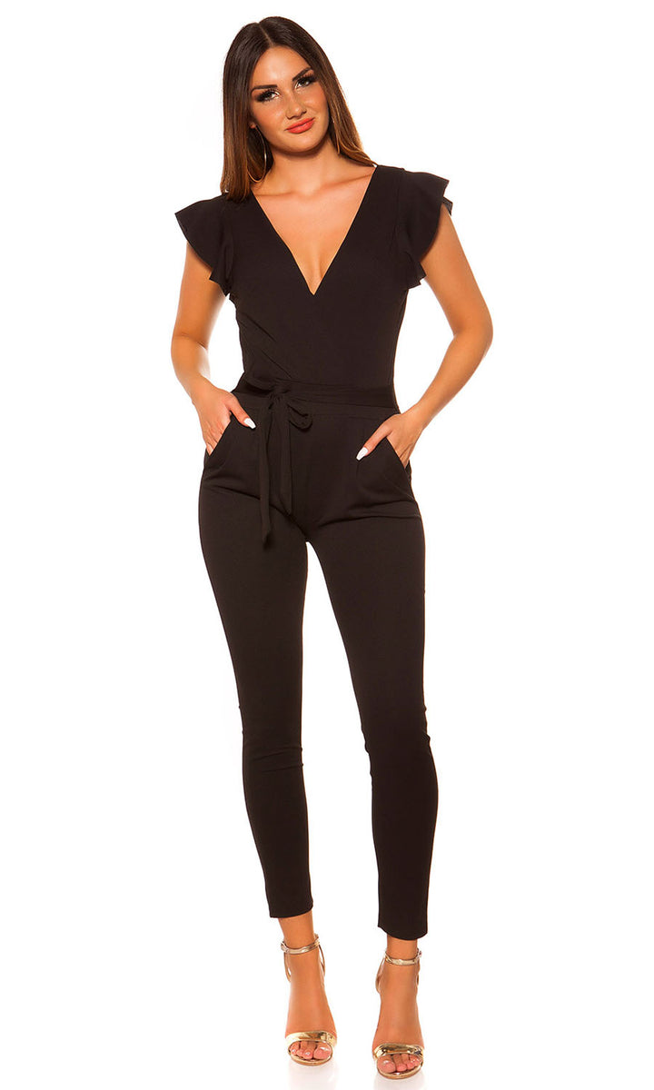 Bewitched-black-plunge-wrap-slim-fit-jumpsuit