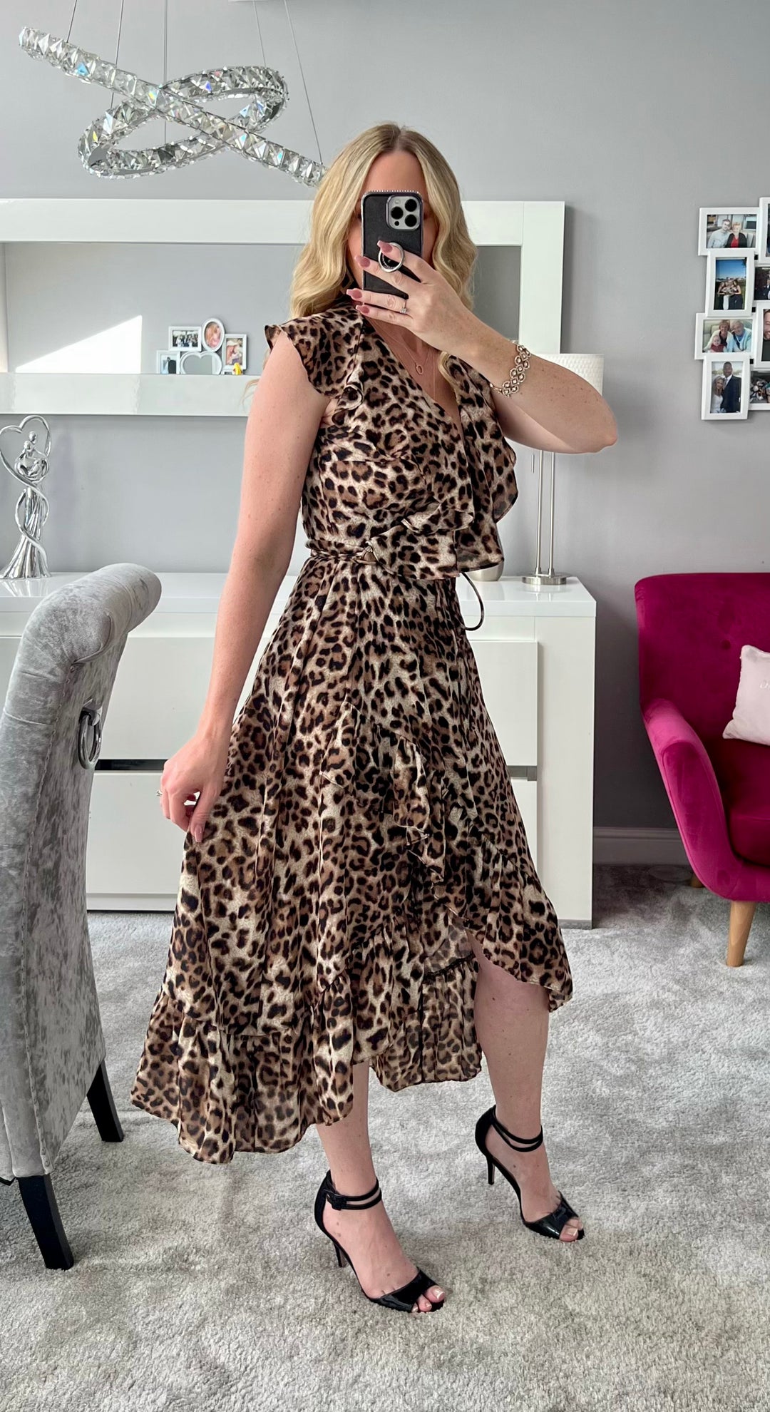 Ffion Leopard Print Wrap Midi Dress