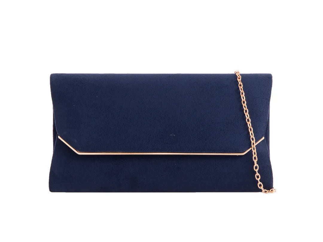 Melrose Navy Blue Suede Effect Clutch Bag LittleMadam