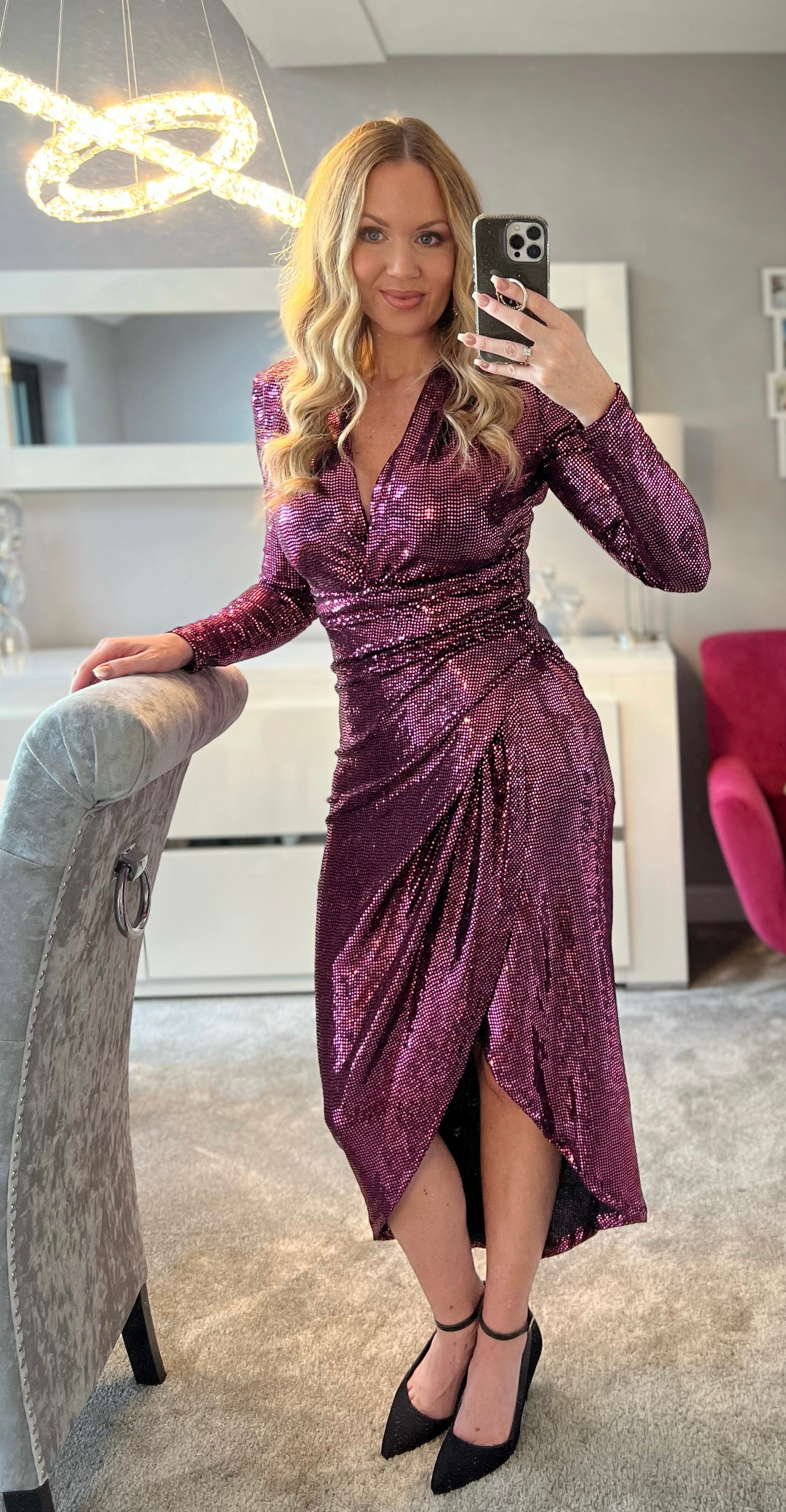 Sparkle midi dress with hot sale sleeves