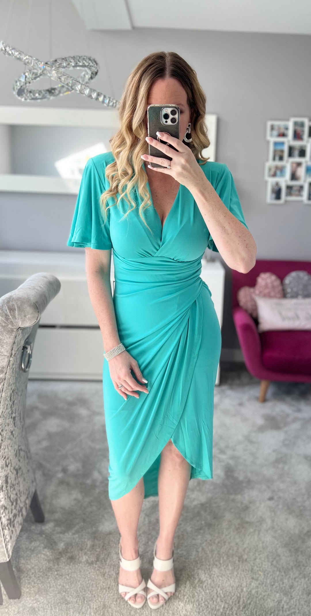 mint green bodycon midi dress Hinvhai Women's off Shoulder Ribbed Midi Dress, Solid Sleeveless Ruched Split Bodycon Summer Club Dress Mint Green S(s), Size: Small
