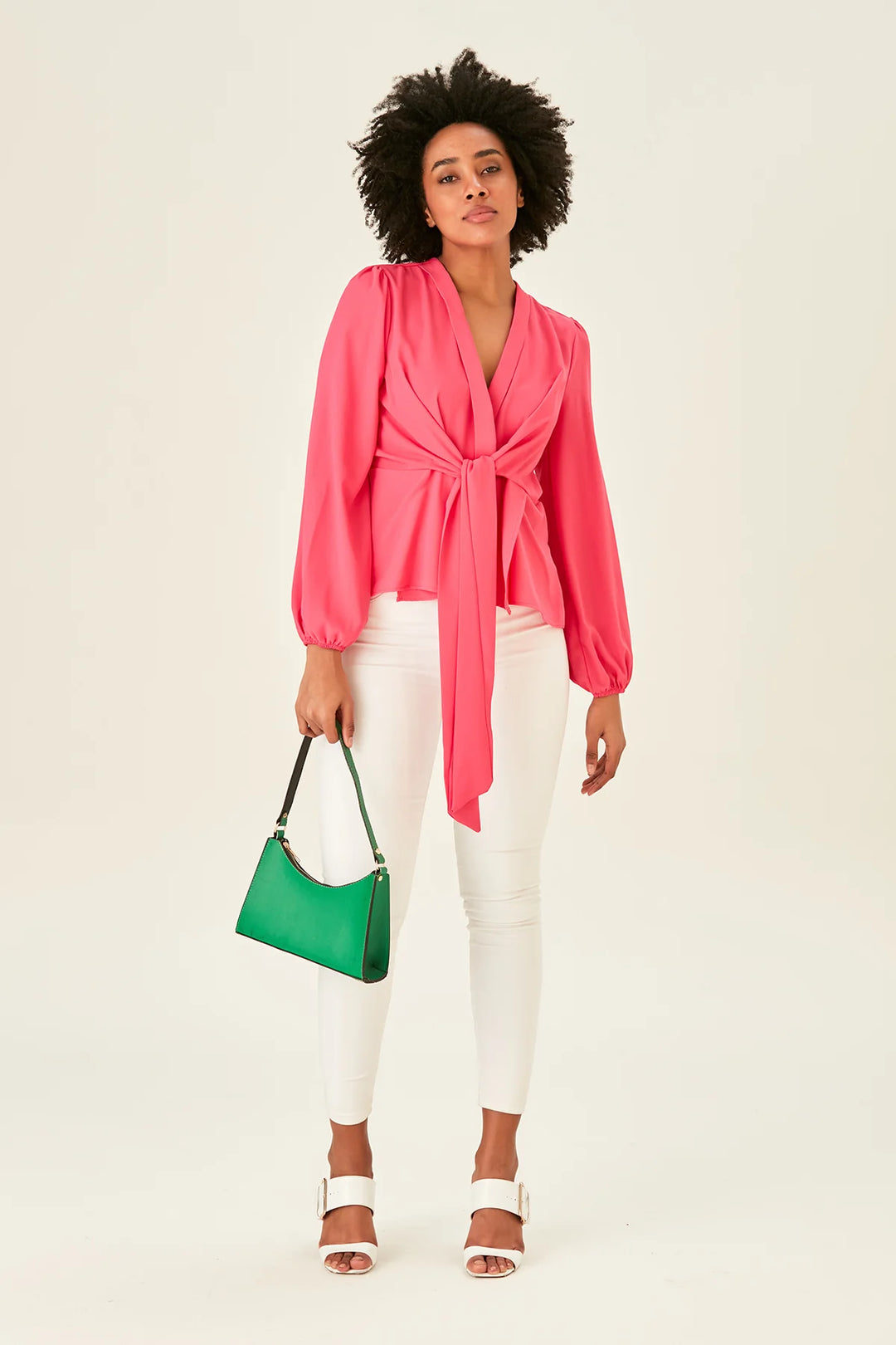Jemima Pink Kimono Long Sleeve Blouse