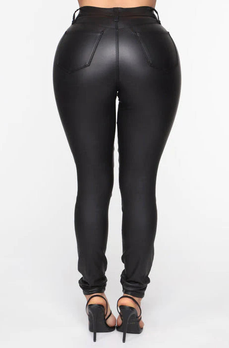 Koko Black Faux Leather High Waist Skinny Trousers