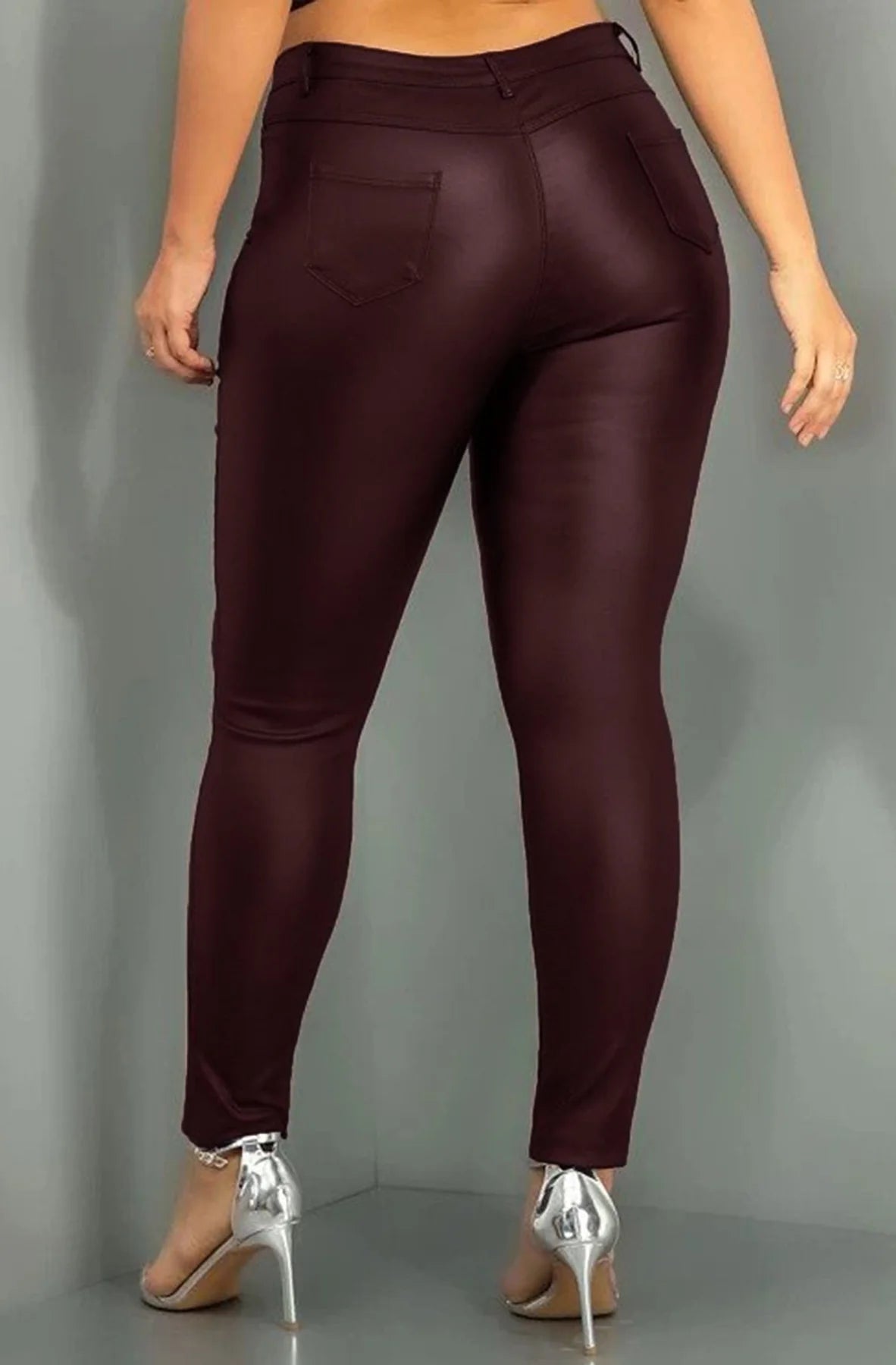 Jusddie Ladies Faux Leather Pant Tight Shiny PU Pants High Waisted Work  Leggings Stretch Holiday Wine Red 5XL - Walmart.com