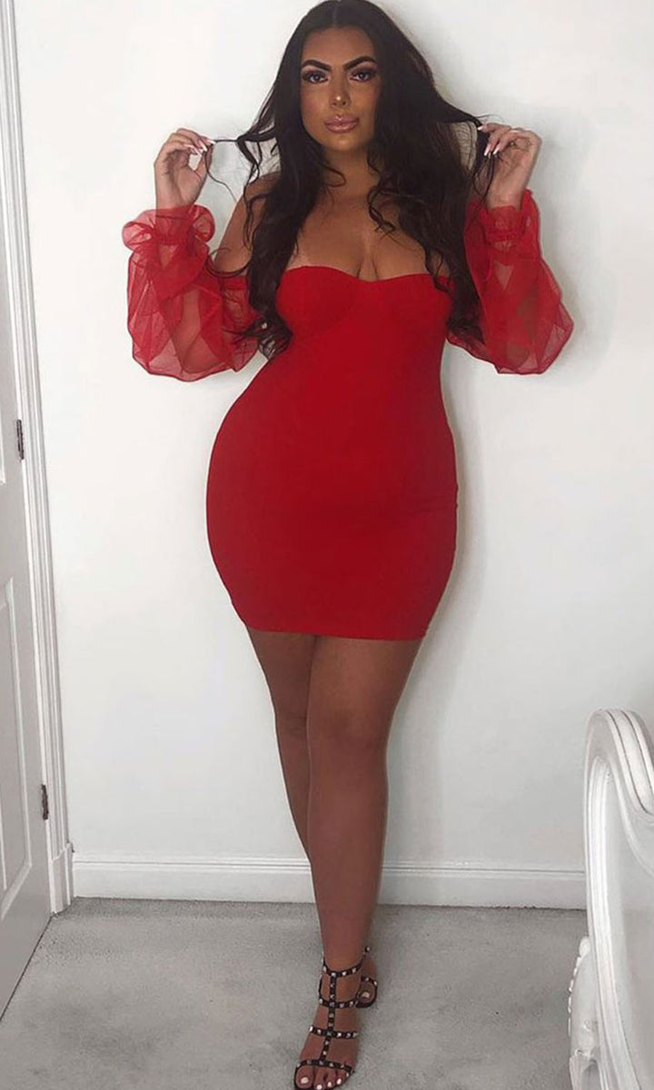 My Heart's Desire Red Padded Cup Bustier Bodycon Mini Dress