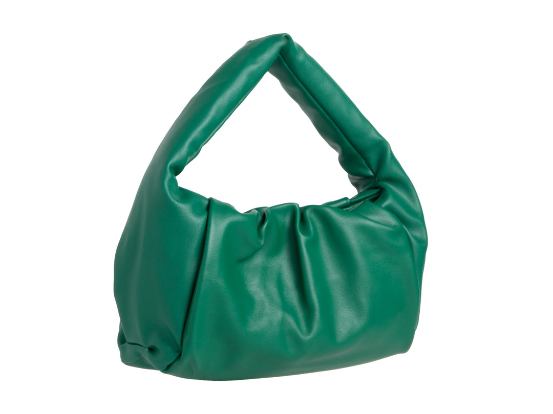 Green Soft Faux Leather Medium Size Bag With Padded Handle