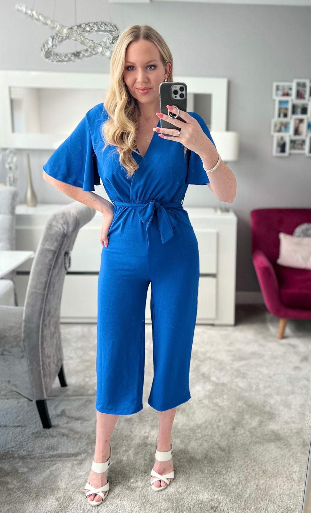 Royal blue top culotte jumpsuit