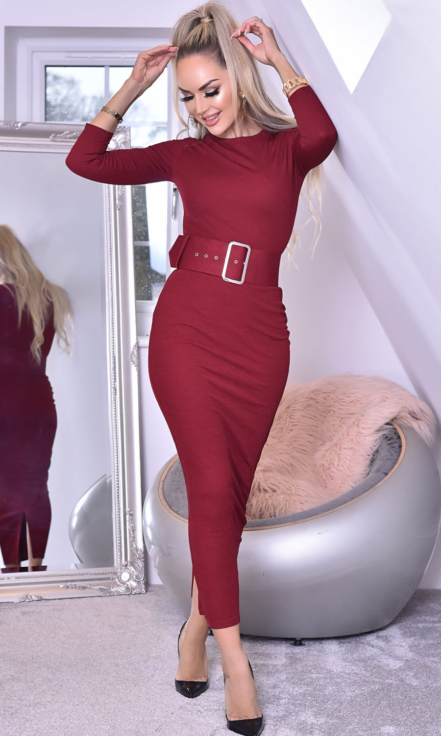 Penny-wine-belted-bodycon-midaxi-dress