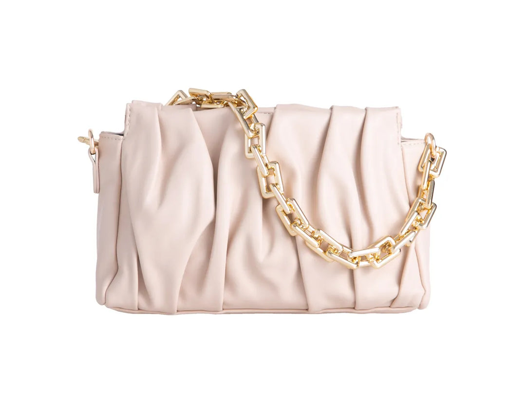 Nude clutch bag with chain hotsell