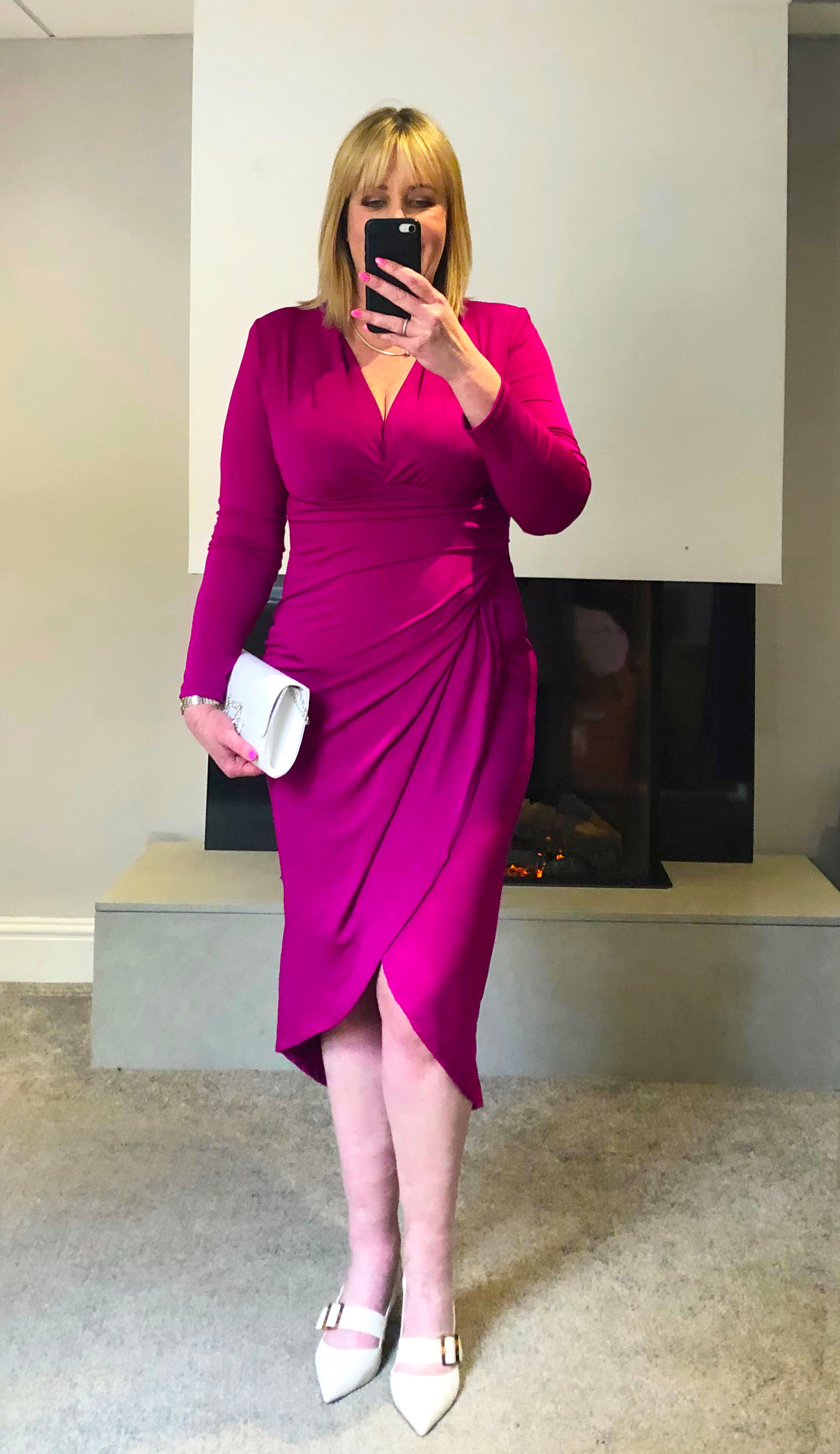 Pink wrap bodycon store dress