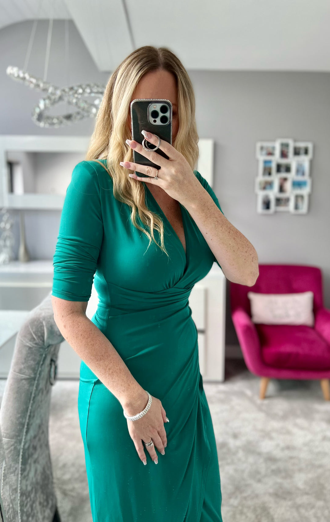 Long green bodycon sales dress